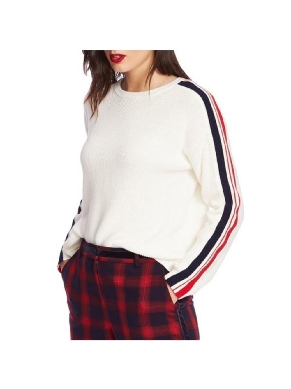 COURT AND ROWE Stripe Sleeve Sweater